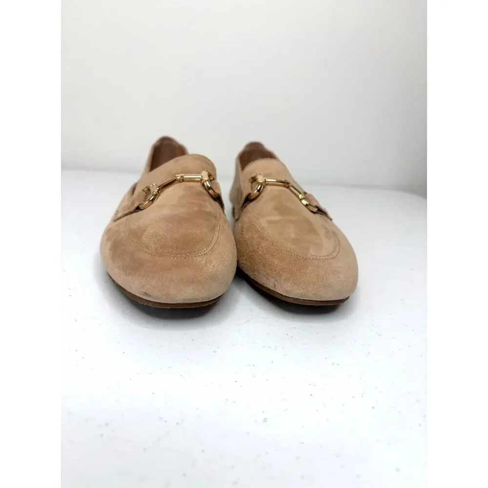 Joie Suede Horsebit Loafers Women's Sz 7.5 Tan Classic Chic Preppy Career